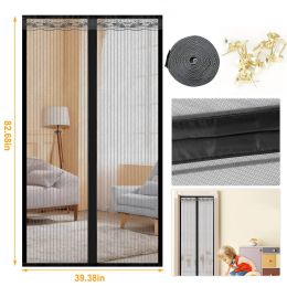 Magnetic Mesh Curtain Hands-free Fly Mesh Door Curtain - Black