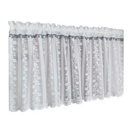 Vine Flower Lace Embroidery Half Curtain Short Curtain Partition Curtain Sheer Valance Tier Cafe Curtain,59x15 inch - Default