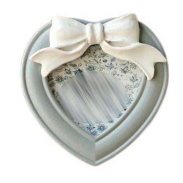 Grey Heart Shape 3x4 Resin Wooden Wedding Photo Frame White Bowknot Picture Frame Display - Default