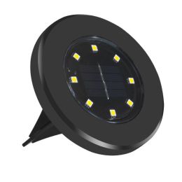 Solar Disk Garden Lights 8 LED Solar Ground Lights Waterproof Patio Outdoor Light with Light Sensor - black