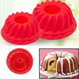 2Pcs Spiral Ring Cooking Silicone Mold Bakeware Kitchen Bread Cake Decorate Tool - Red
