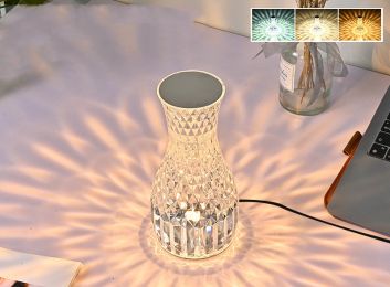 Vase Shape Atmosphere Crystal Lamp Romantic Bedside Diamond Table Lamp Home Christmas Decorations LED Lights - USB - Plug in 3colors