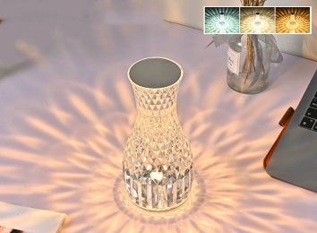Vase Shape Atmosphere Crystal Lamp Romantic Bedside Diamond Table Lamp Home Christmas Decorations LED Lights - USB - Charging 3colors