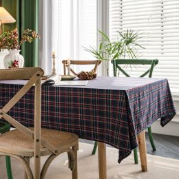 Yimanqiyun tablecloth; yarn dyed; green lattice; Christmas table cloth; American style; rectangular fabric; directly supplied by the manufacturer - Sa