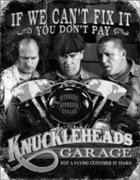 Tin Sign Stooges - Knuckleheads Garage - 034-1687
