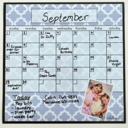 Calendar- Dry Erase Fridge Calendar. Organize your home or office. Beautiful, Lattice Fridge Calendar - 9061