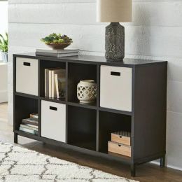Indoor Storage Cabinet 8 Cube Organizer with Metal Base - Espresso