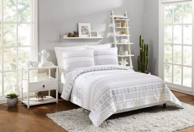 Full/Queen Comforter;   A variety of styles - Gray Embroidered Stripe