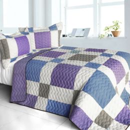 [Pure Willing] 3PC Vermicelli-Quilted Patchwork Quilt Set (Full/Queen Size) - ONITIVA-QTS01459-23