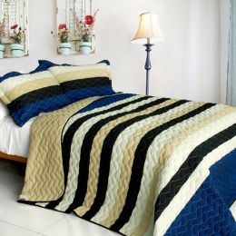 [Night in Forest] 3PC Vermicelli-Quilted Patchwork Quilt Set (Full/Queen Size) - ONITIVA-QTS01061-23