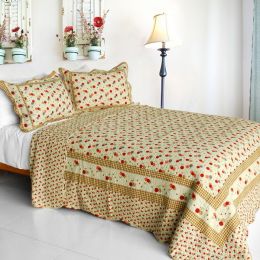 [Astral] Cotton 3PC Vermicelli-Quilted Printed Quilt Set (Full/Queen Size) - QTS-WB8179-23