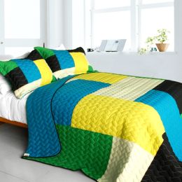 [Soul Soup] 3PC Vermicelli-Quilted Patchwork Quilt Set (Full/Queen Size) - ONITIVA-QTS01041-23
