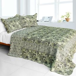 [Noble Garden] Cotton 3PC Vermicelli-Quilted Printed Quilt Set (Full/Queen Size) - QTS-WB8162-23