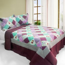 [Sweet Dream] Cotton 3PC Vermicelli-Quilted Printed Quilt Set (Full/Queen Size) - QTS-SJIN9280-23