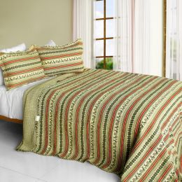 [A Long Summer] 3PC Cotton Vermicelli-Quilted Printed Quilt Set (Full/Queen Size) - QTS-SJ660-23
