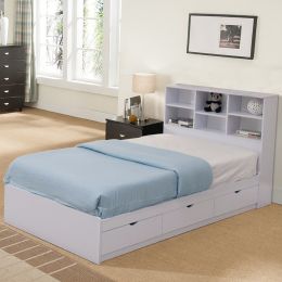 Contemporary Style Wooden Frame Twin Size Chest Bed with 3 Drawers; White - BM141870