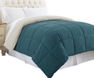 Genoa King Size Box Quilted Reversible Comforter ; Blue and Gray; DunaWest - BM46026