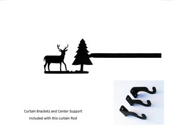 Deer/Pine Curtain Rod - MED (Hardware is INCLUDED) - CUR-203-60-S