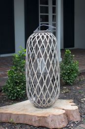 Perfect Patio Garden Decor Simple Yet Elegant Square Willow Lantern - Grey - large 14.5"d x 40"t
