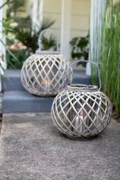 Perfect Patio Garden Decor Simple Yet Elegant Square Willow Lantern - Grey - 16"d x 12.5"t