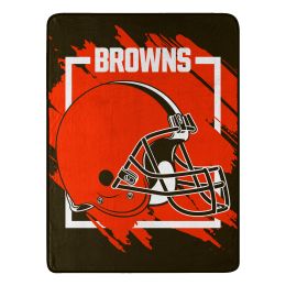 BROWNS OFFICIAL NFL "Run" Micro Raschel Throw Blanket;  46" x 60" - 1NFL/05906/0005/RET