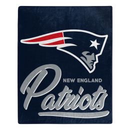 New England Patriots OFFICIAL NFL "Signature" Raschel Throw Blanket;  50" x 60" - 1NFL/07088/0076/RET