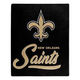 New Orleans Saints OFFICIAL NFL "Signature" Raschel Throw Blanket;  50" x 60" - 1NFL/07088/0021/RET