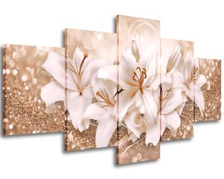 Canvas Wall Art for Living Room,Lily Flower Pictures Wall Decor,Floral Paintings Wall Decorations,Canvas Prints Framed Artwork for Bedroom,Ready to Ha