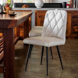 Button Tufted Dining Chairs Set of 2;  Parsons Diner Chair Memory Foam Spring Cushion Dining Room Chairs Stylish Kitchen Chairs for  Restaurant Home K