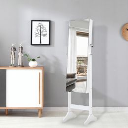 Jewelry Storage Mirror Cabinet With LED Lights,For Living Room Or Bedroom - white