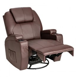 Massage Recliner Chair with Lumbar Heating Function - brown