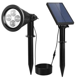 Solar Powered Spotlight Outdoor Dusk To Dawn Light Wall Path Lawn Garden Lamp Waterproof - Black