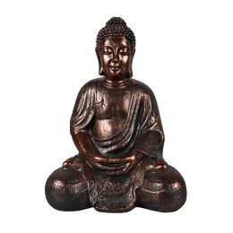 16.1inch Zen Buddha Indoor Outdoor Statue for Yard Garden Patio Deck Home Decor - bronze