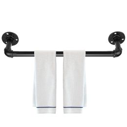 Free shipping 16 Inch Basics Classic Towel Bar Rack Industrial Iron Pipe Towel Rack Holder(Black) - Black