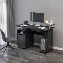 solid wood computer Desk; office table with PC droller; storage shelves and file cabinet ; two drawers; CPU tray; a shelf used for planting; single ;