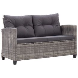 2-Seater Garden Sofa with Cushions Gray 48.8" Poly Rattan - Grey