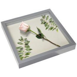 Square Shadow Box Picture Frame Linen Background Real Glass Front for Memorabilia;  Scrapbooking;  Keepsake;  12x12 - Gray