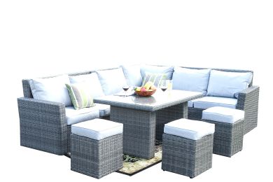 Direct Wicker 7-Piece Outdoor Rattan Wicker Sofa Rattan Patio Garden Furniture, Gray - Light Color
