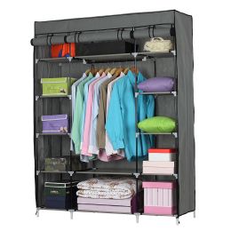 5-Layer 12-Compartment Non-woven Fabric Wardrobe Portable Closet Storage Shelf - Grey