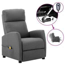 Electric Massage Reclining Chair Light Gray Fabric - Grey