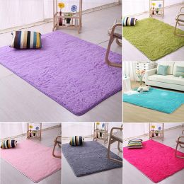 Plush Shaggy Soft Carpet Room Area Rug Bedroom Slip Resistant Door Floor Mat - Pink - 60cm by 120cm