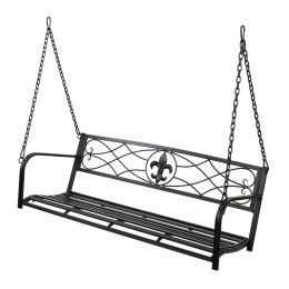 Metal Porch Swing, Heavy Duty Steel Patio Porch Swing Chair for Outdoors, Weather Resistant Swing Chair Bench - Black