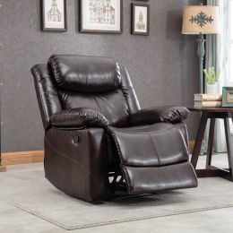 PU Leather Reclining Living Room Sofa; Manual Recliner Chair for Living Room (Recliner chair) - as pic