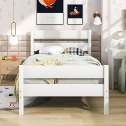 Twin Bed with Headboard and Footboard; White - as pic