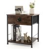 Bedroom Living Room 2-tier Nightstand Bedside End Sofa Coffee Table - Brown - Style A