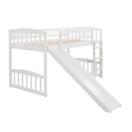 Twin size Loft Bed with Slide and Ladder; White(OLD SKU: LP000504AAK) - as pic