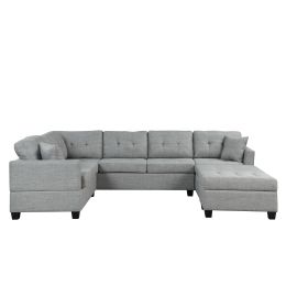 121&quot; Oversized Sectional Sofa with Storage Ottoman; U Shaped Sectional Couch with 2 Throw Pillows for Large Space Dorm Apartment. - pic