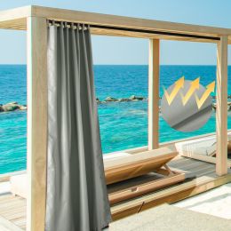 W54*L96in Outdoor Patio Curtain/Gray - As Picture
