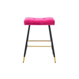 COOLMORE Vintage Bar Stools Footrest Counter Height Dining Chairs - Rose Red