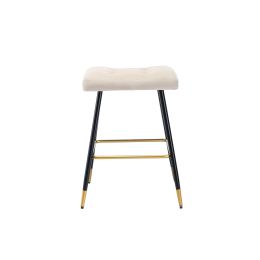 COOLMORE Vintage Bar Stools Footrest Counter Height Dining Chairs - Ivory